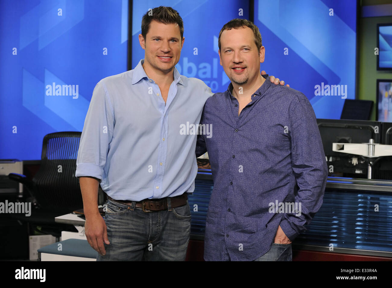 Nick Lachey and Justin Jeffre of 98 Degrees appear on Global Toronto's 'The  Morning Show' Featuring: Nick Lachey,Justin Jeffre Stock Photo - Alamy