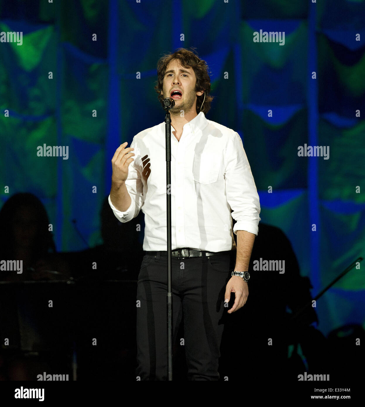 Josh Groban performing in concert on his 'All that Echoes Tour' at the