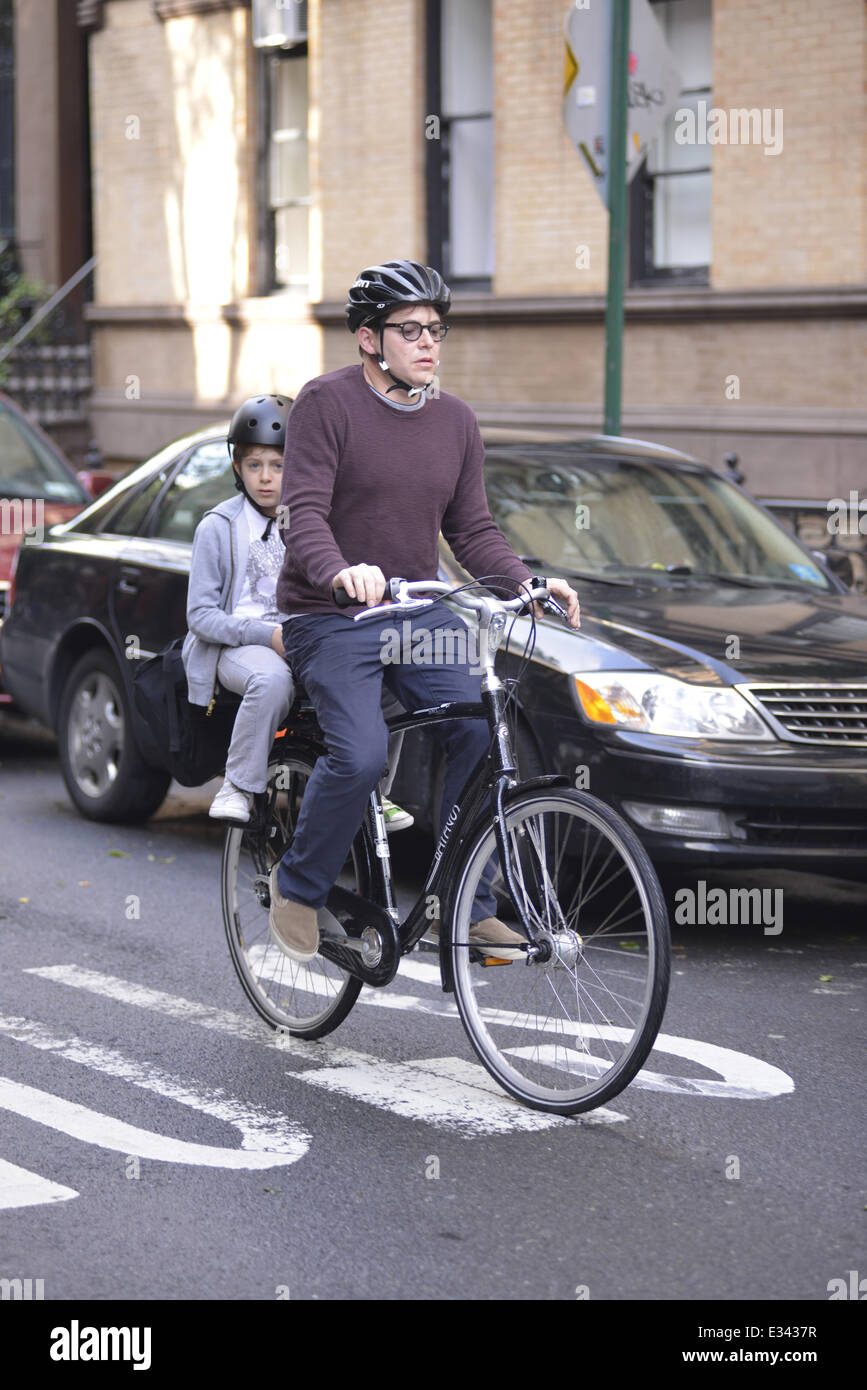 Matthew Broderick and son James Wilkie Broderick are seen on a school