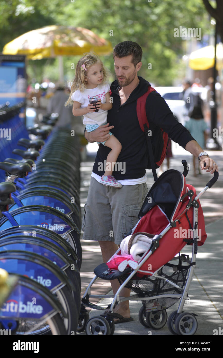 Jason Hoppy and daughter Bryn Hoppy are seen taking a stroll in Tribeca