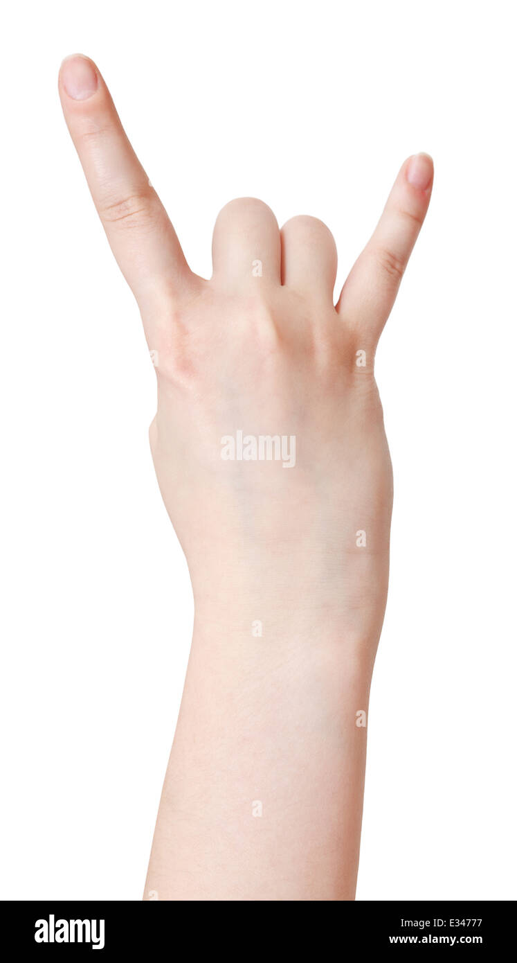 ily finger sign - hand gesture isolated on white background Stock Photo ...