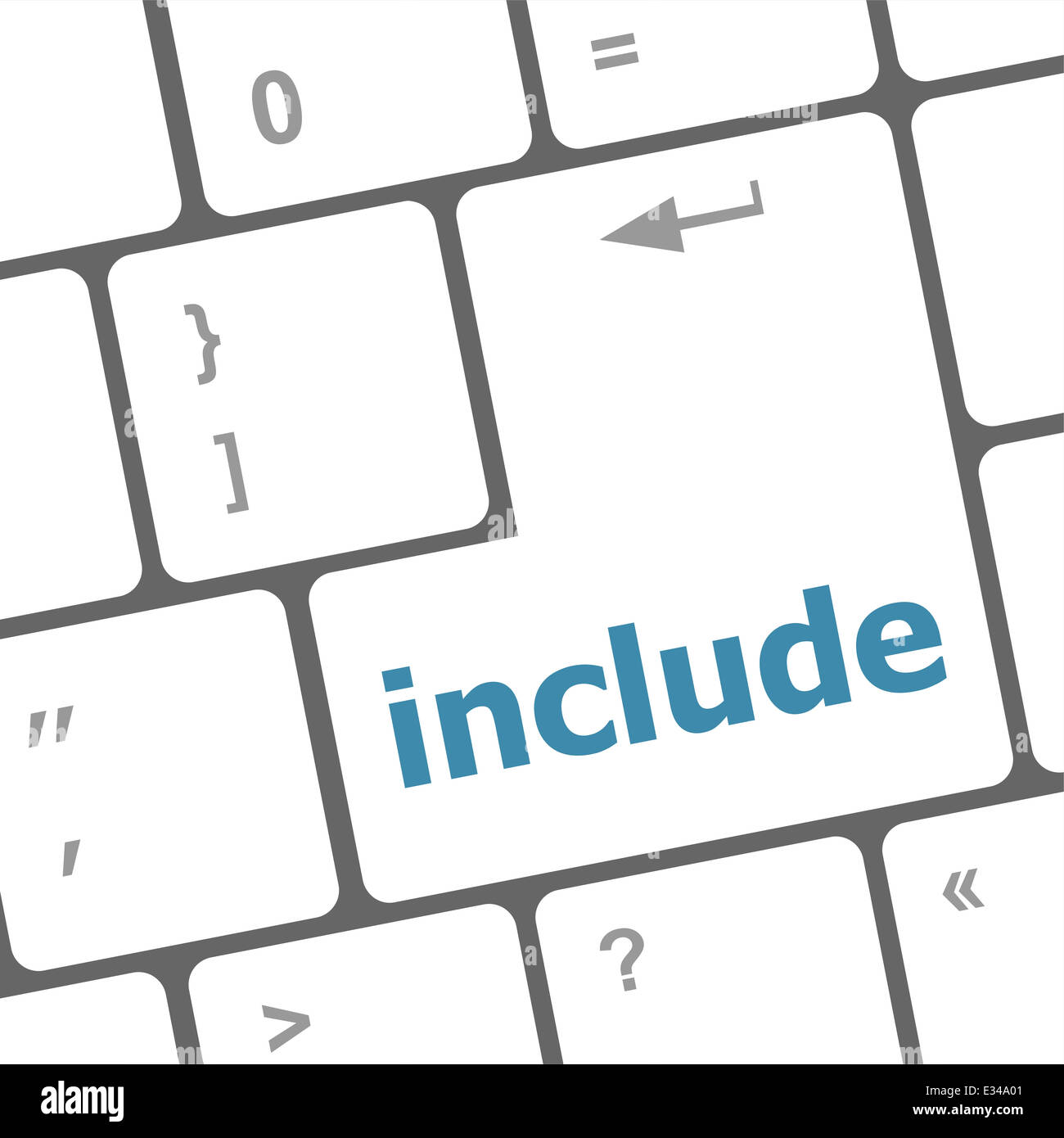 include word, social media icon on laptop keyboard Stock Photo