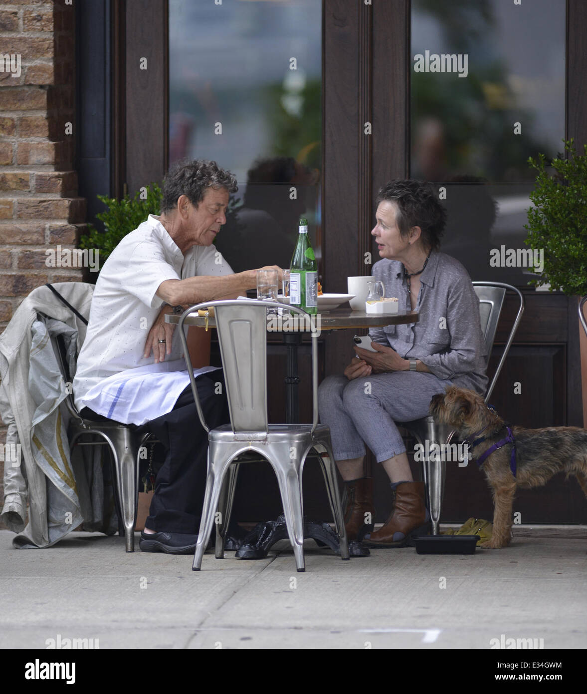Lou Reed and Laurie Anderson seen having lunch in Tribeca Featuring Lou Reed,Laurie Anderson