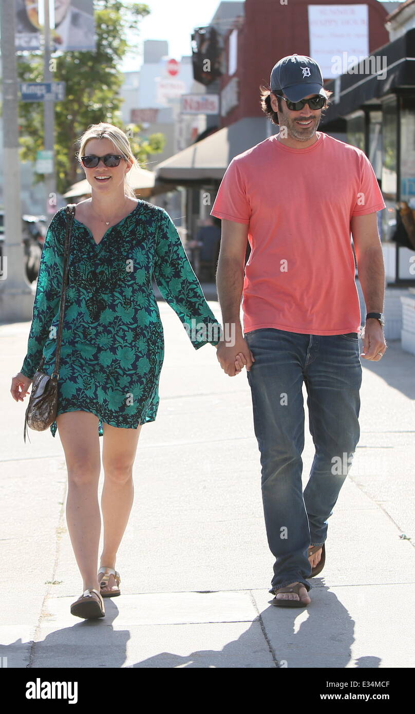 Amy Smart and Carter Oosterhouse seen leaving Kings Road Cafe after ...
