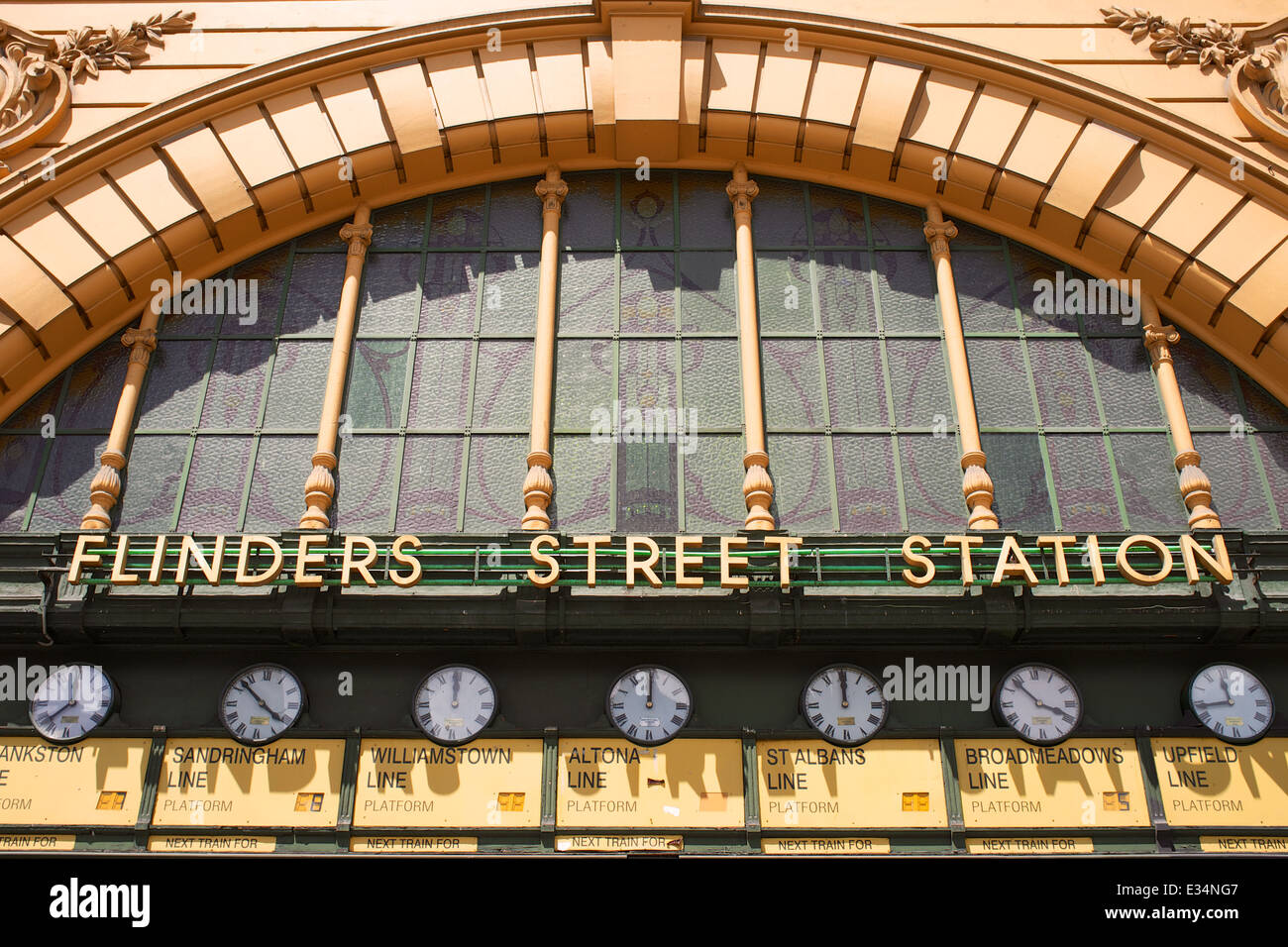 The facade of Flinders Street Station in Melbourne, Victoria, Australia