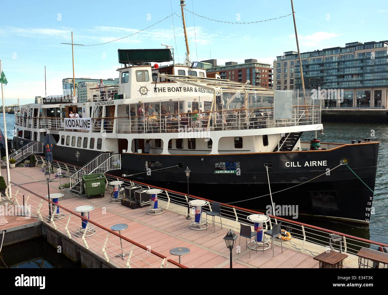 Dublin-based Irish alternative rock quartet 'Kodaline'  launch their No1 album 'In A Perfect World' aboard The Cill Airne boat on the River Liffey in Dublin  Featuring: The Cill Airne boat Where: Dublin, Ireland When: 20 Jun 2013 Stock Photo