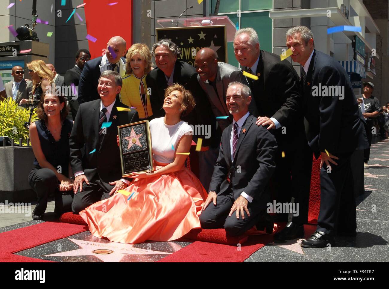 Jennifer Lopez is honoured with the 2,500th star on the Hollywood Walk of Fame  Featuring: Armando Pérez alias Pitbull,Jane Fonda,Gregory Nava,Keenen Ivory Wayans,Leron Gubler,Jennifer Lopez Where: Hollywood, California, United States When: 20 Jun 2013 Stock Photo