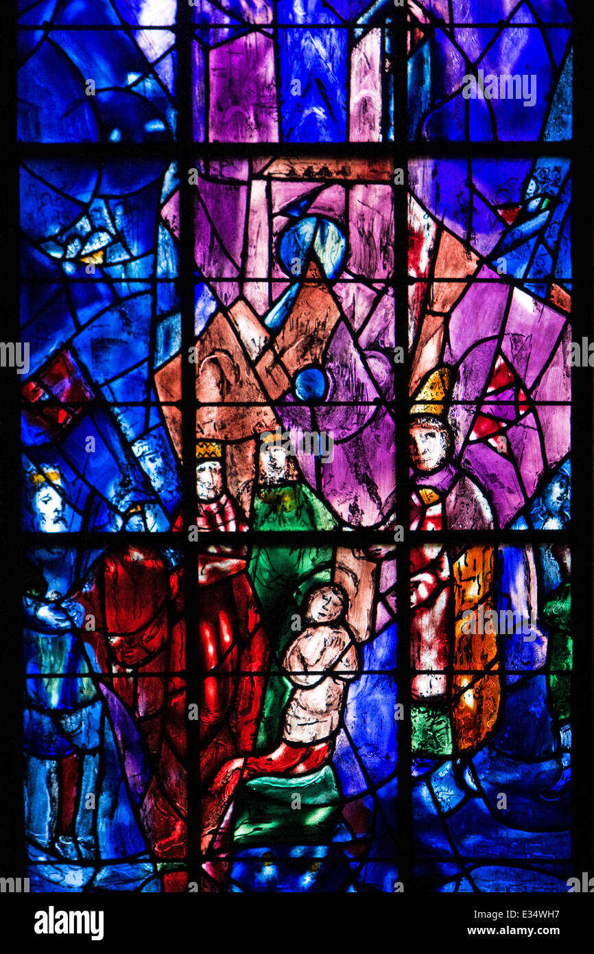 Chagall Window Reims Cathedral France Stock Photo