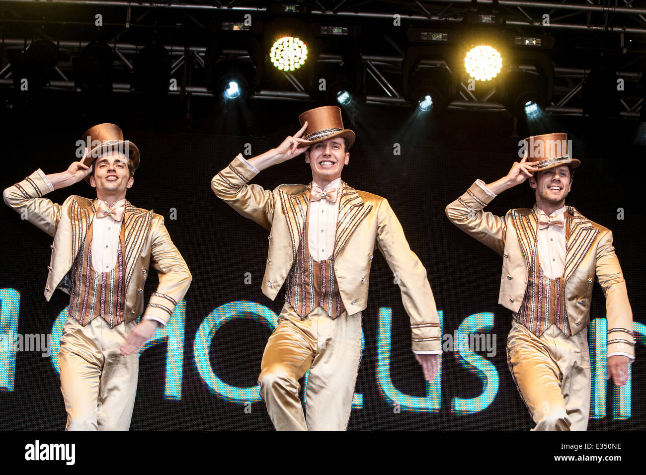 The cast of Chorus Line performing at West End Live, Featuring Cast of