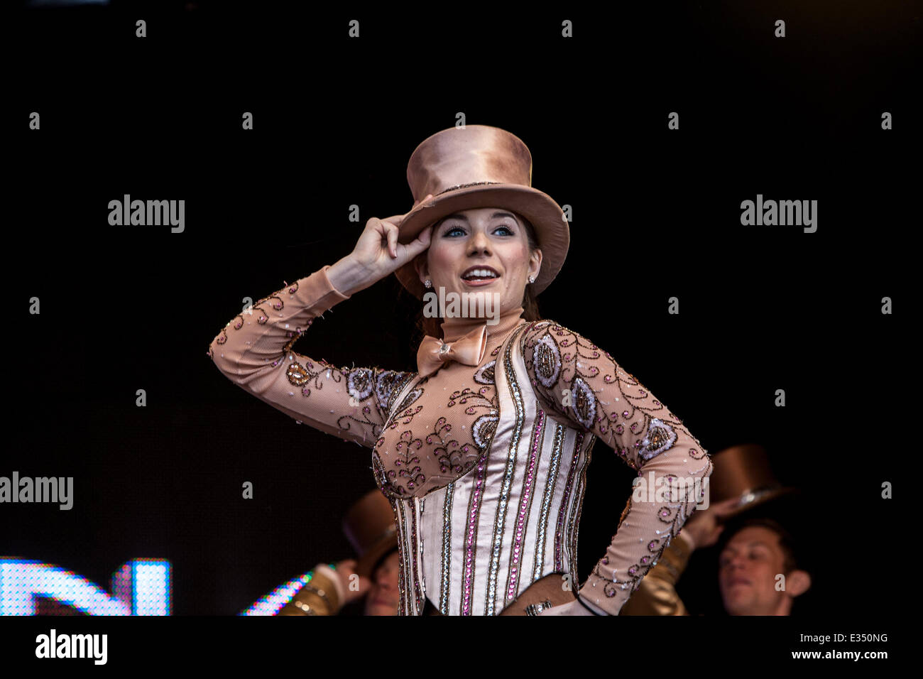 The cast of Chorus Line performing at West End Live, Featuring Cast of