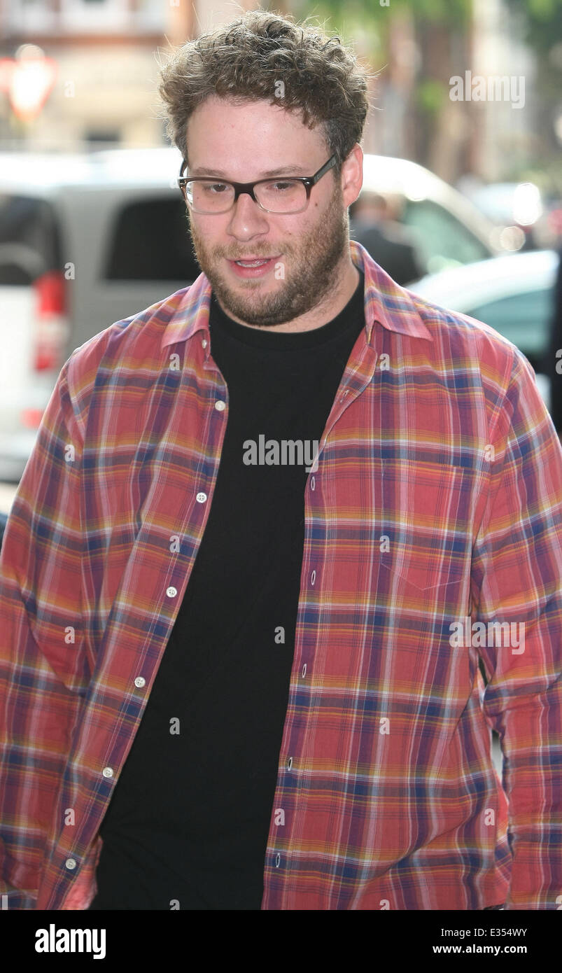 Celebrities arriving at the BBC Radio 1 studios Featuring: Seth Rogen ...