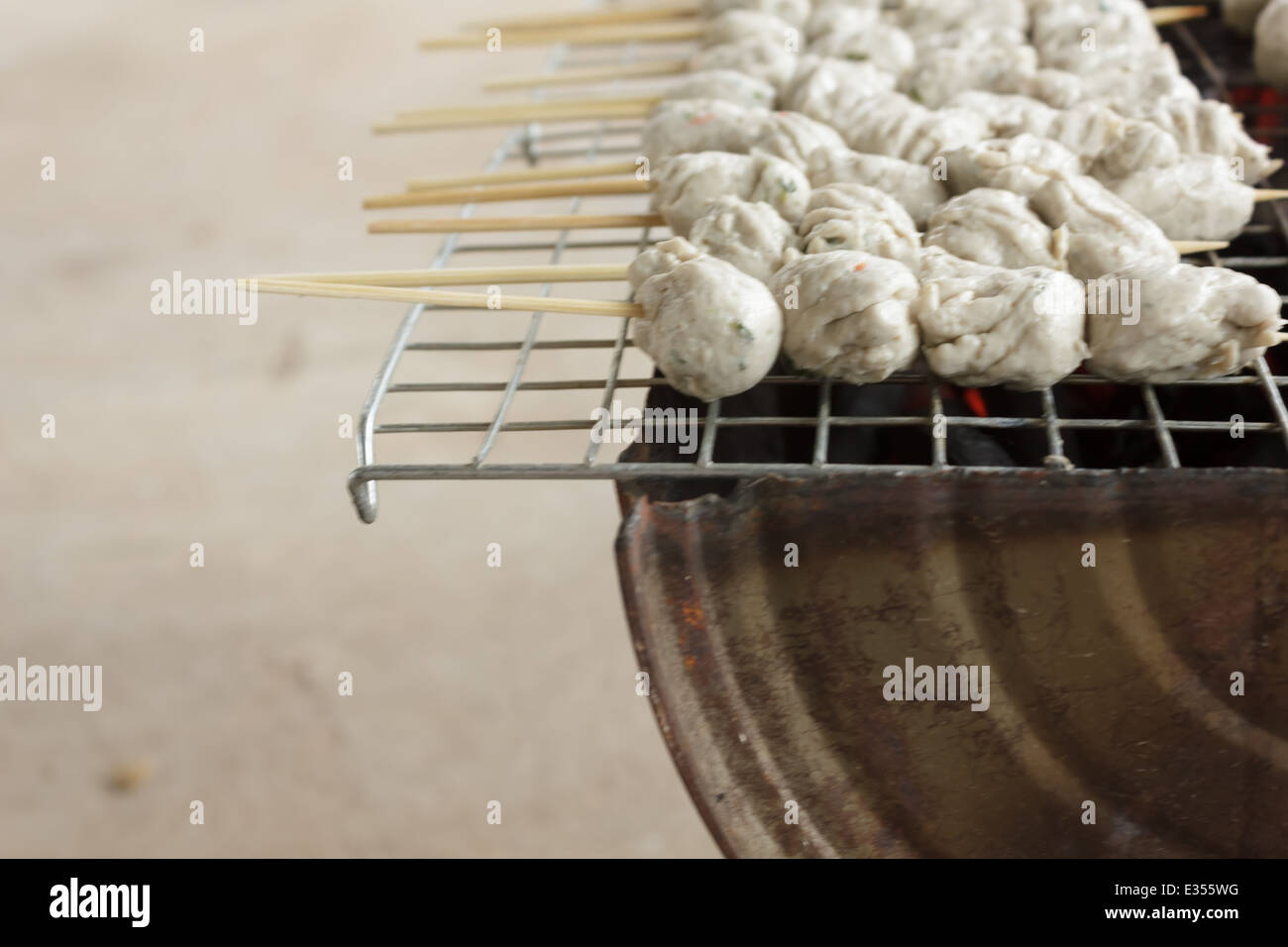 Grilled meat ball Stock Photo