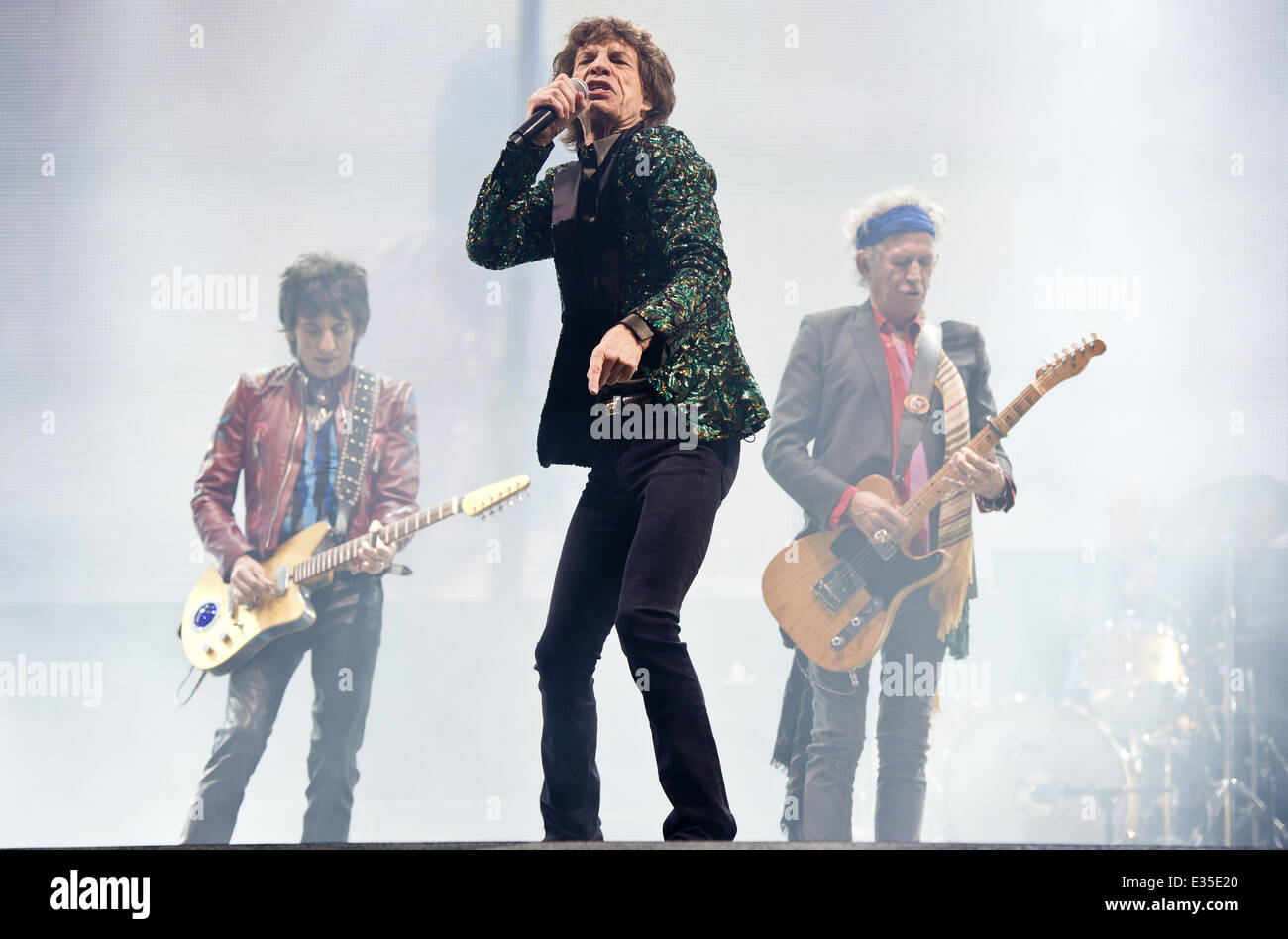 The 2013 Glastonbury Festival - Day 2 - Performances  Featuring: The Rolling Stones,Mick Jagger,Keith Richards,Ronnie Wood Where: Glastonbury, United Kingdom When: 29 Jun 2013 Stock Photo