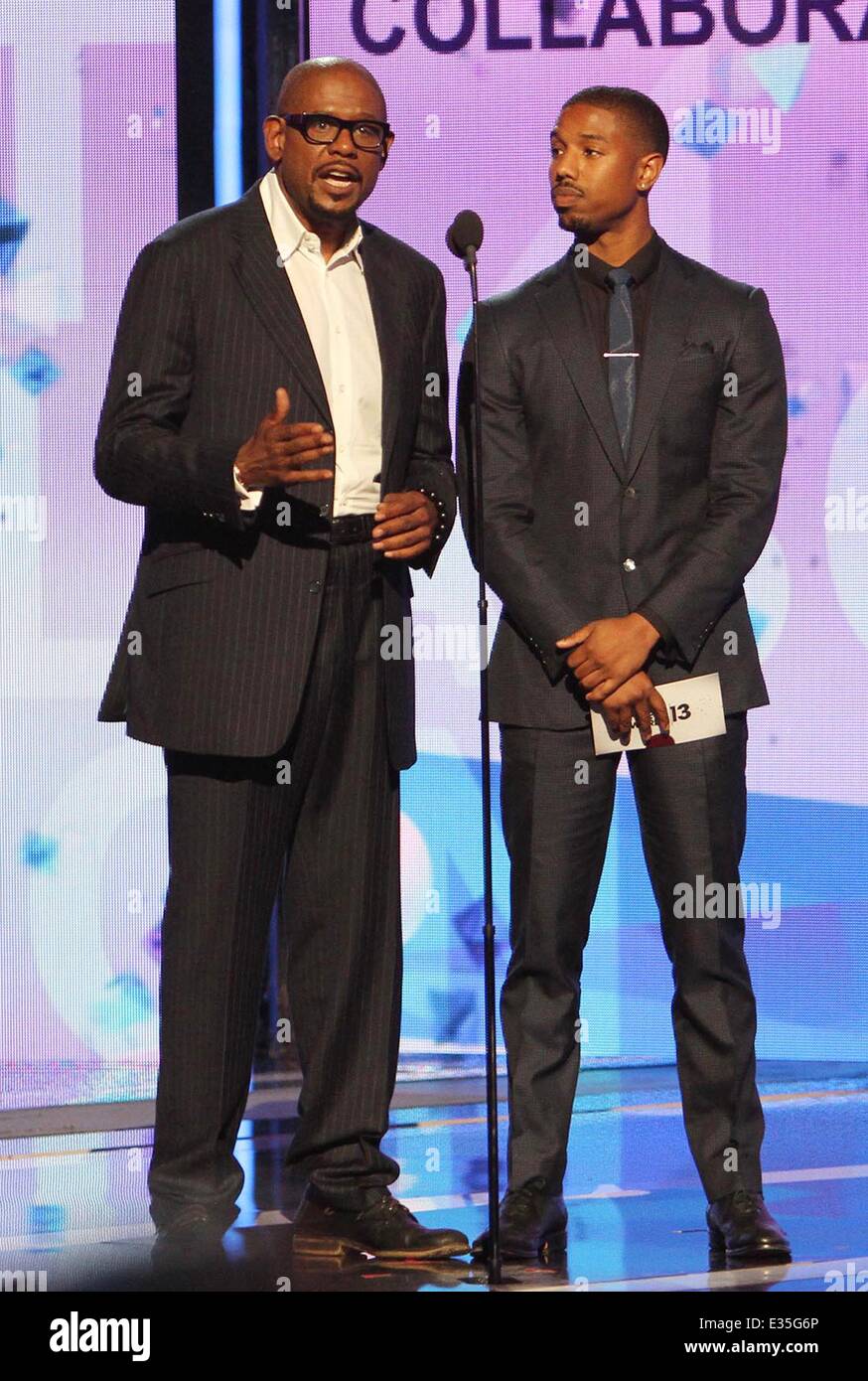 The 2013 BET Awards held at Nokia Theatre - Inside Featuring: Forest  Whitaker,Michael B. Jordan Where: Los Angeles, California, United States  When: 30 Jun 2013 Stock Photo - Alamy