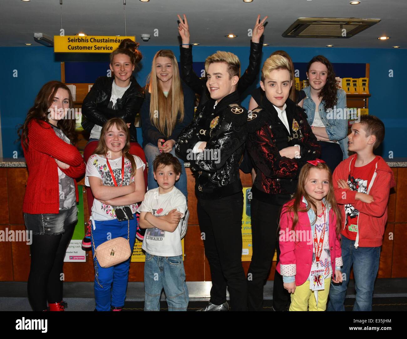 Jedward Launch Their Christmas 2013 Olympia Theatre Panto Beauty The Beast On Board A Dublin Bus Featuring John Grimes Edward Grimes Jedward Where Dublin Ireland When 02 Jul 2013 Stock Photo Alamy
