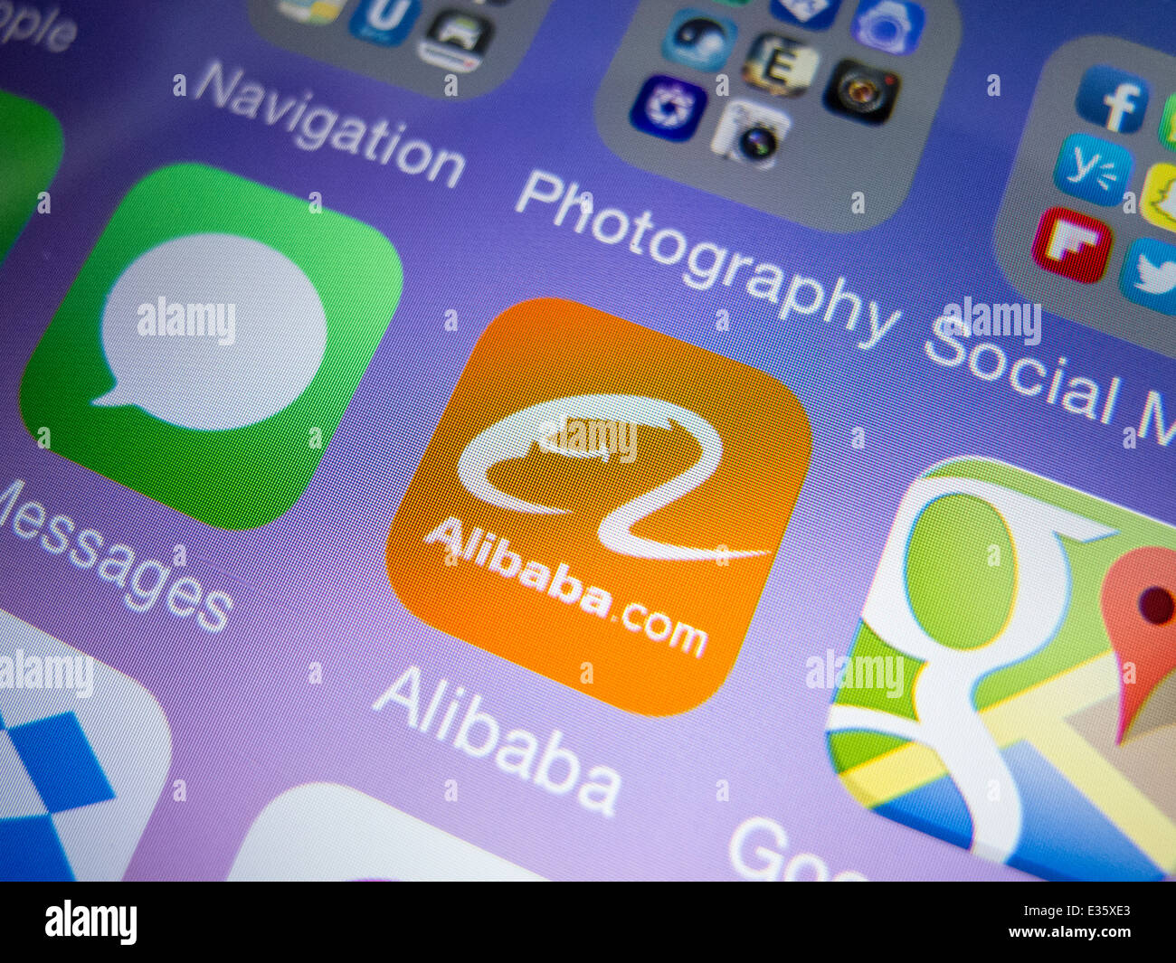 Alibaba app for sourcing online on iPhone Stock Photo