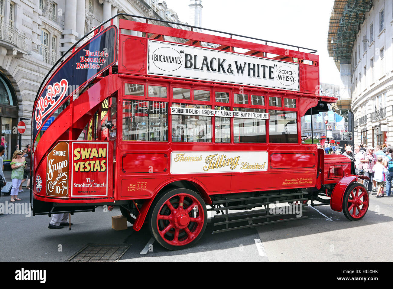 London, UK. 22nd June 2014. Year of the Bus Cavalcade in Regent Street, London celebrating the role buses have played in moving people around London. Buses were on display from 1829 to the present day. Stock Photo