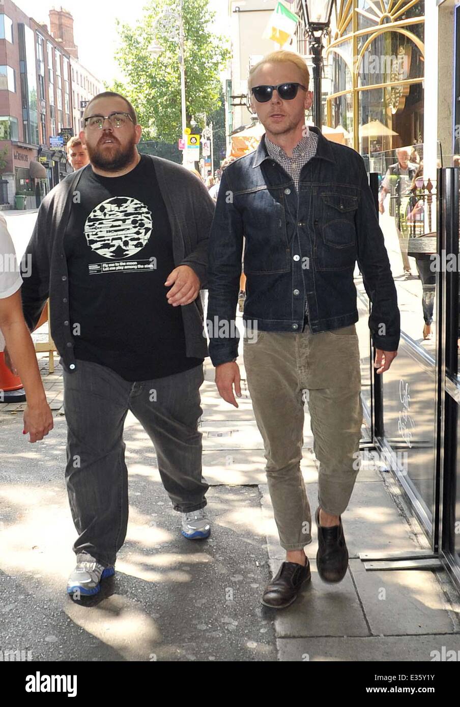 Actors Nick Frost And Simon Pegg From Cult Movies Shaun Of The Dead And Hot Fuzz In Dublin Today To Promote Their New Movie The Worlds End The Actors Tried To Hide The