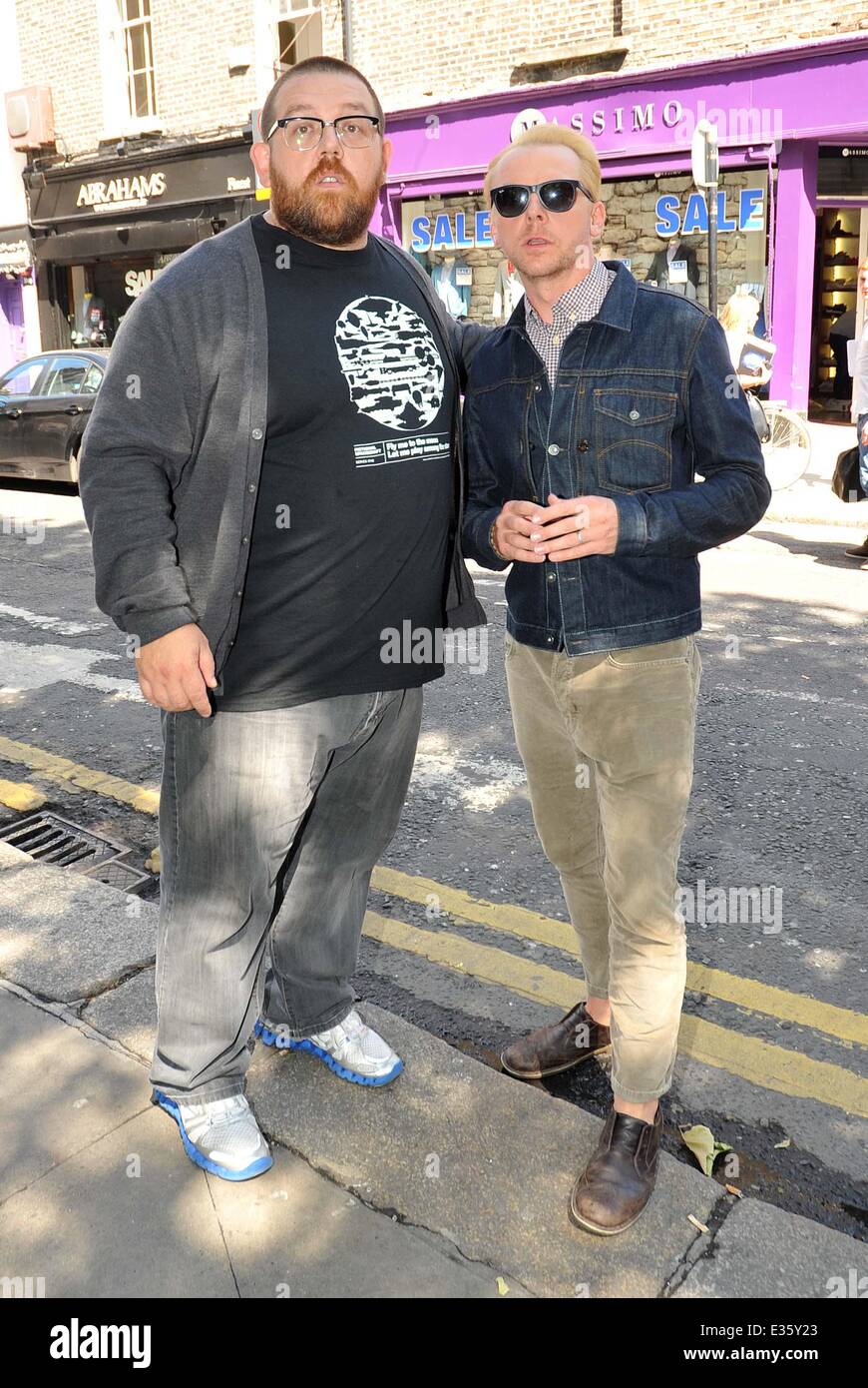 Actors Nick Frost And Simon Pegg From Cult Movies Shaun Of The Dead And Hot Fuzz In Dublin Today To Promote Their New Movie The Worlds End The Actors Tried To Hide The