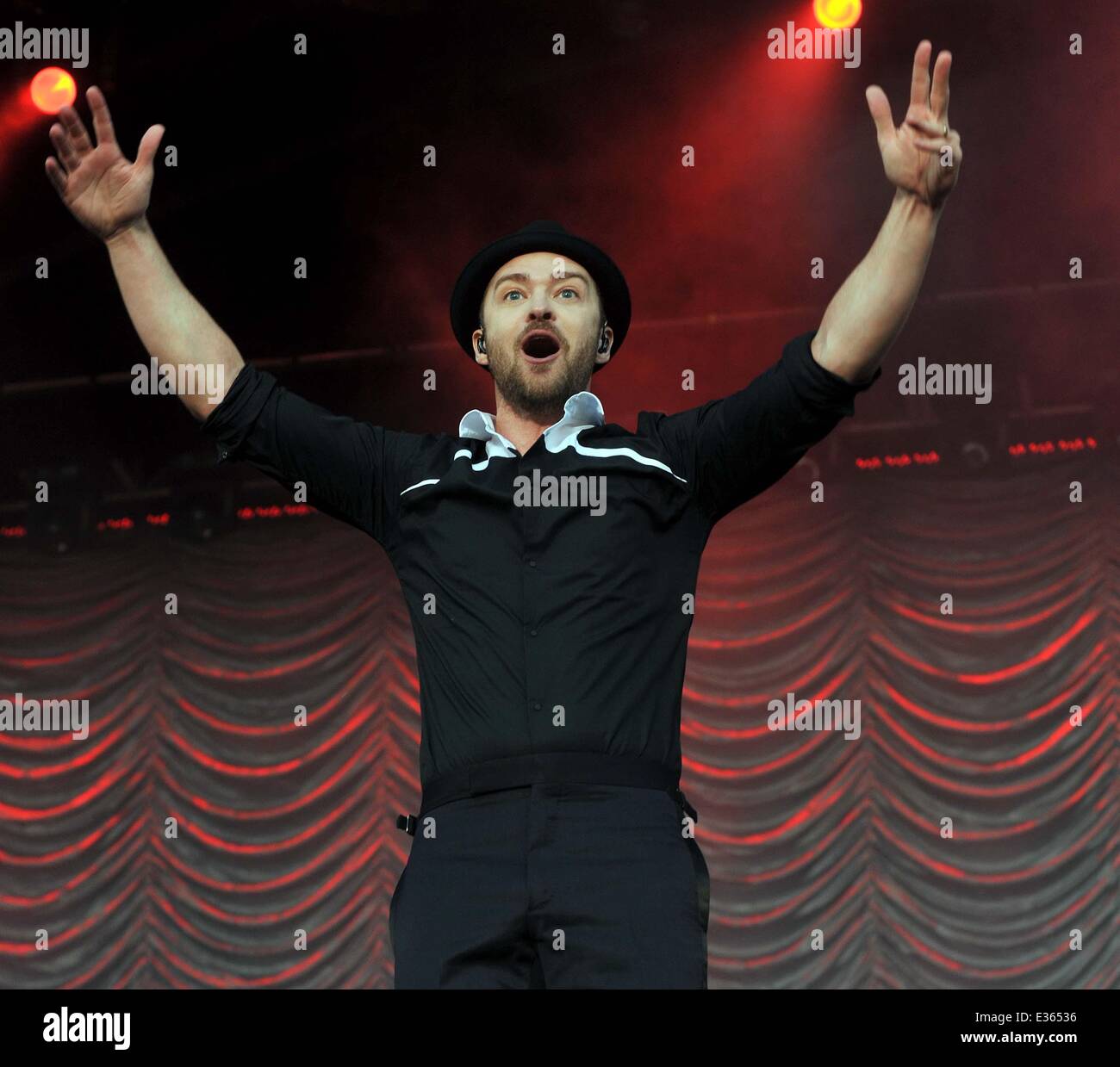 Justin Timberlake performs live in concert at Phoenix Park  Featuring: Justin Timberlake Where: Dublin, Ireland When: 10 Jul 2013 Stock Photo