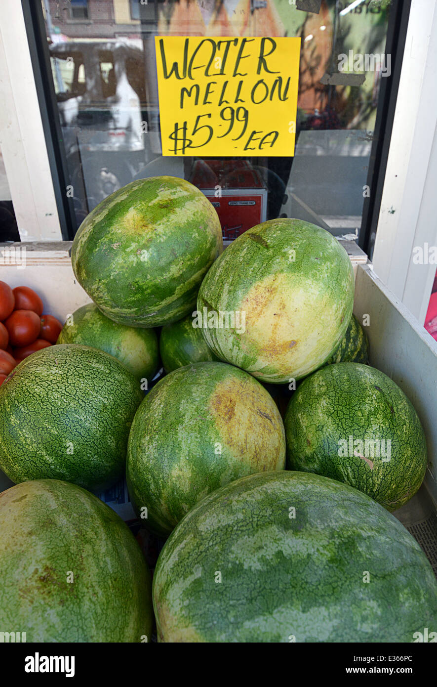 A sign at an Indian supermarket in Jackson Heights Queens New York with a misspelled word. Stock Photo