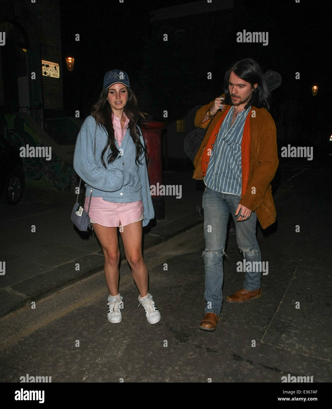 Lana Del Rey and her boyfriend Barrie-James O'Neill leaving a recording studio  Featuring: Lana Del Rey,Barrie-James O’Neill Where: London, United Kingdom When: 11 Jul 2013 Stock Photo