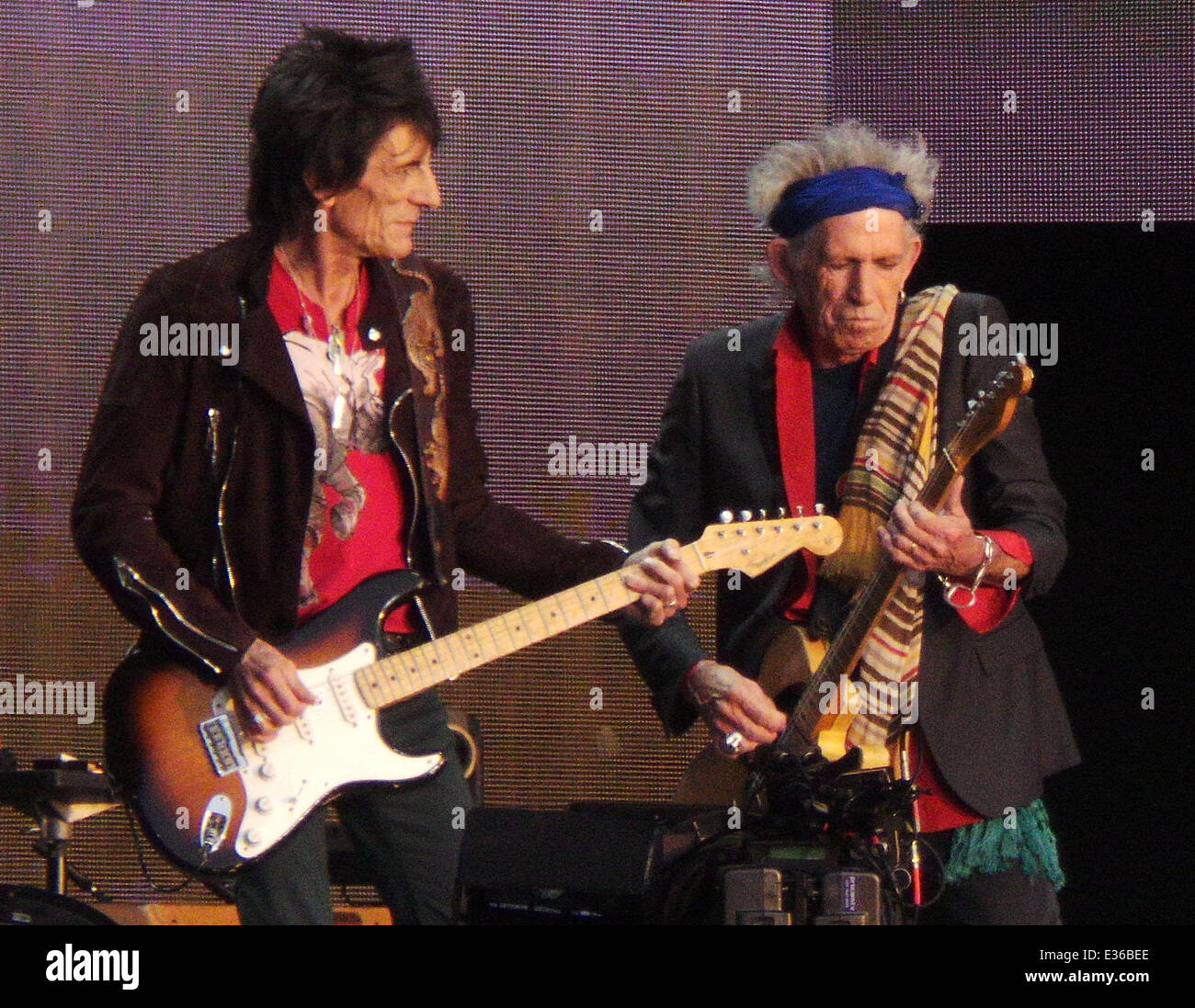 The Rolling Stones performing at their final concert of their tour in Hyde Park  Featuring: Keith Richards,Ronnie Wood,The Rolling Stones Where: London, United Kingdom When: 13 Jul 2013 Stock Photo