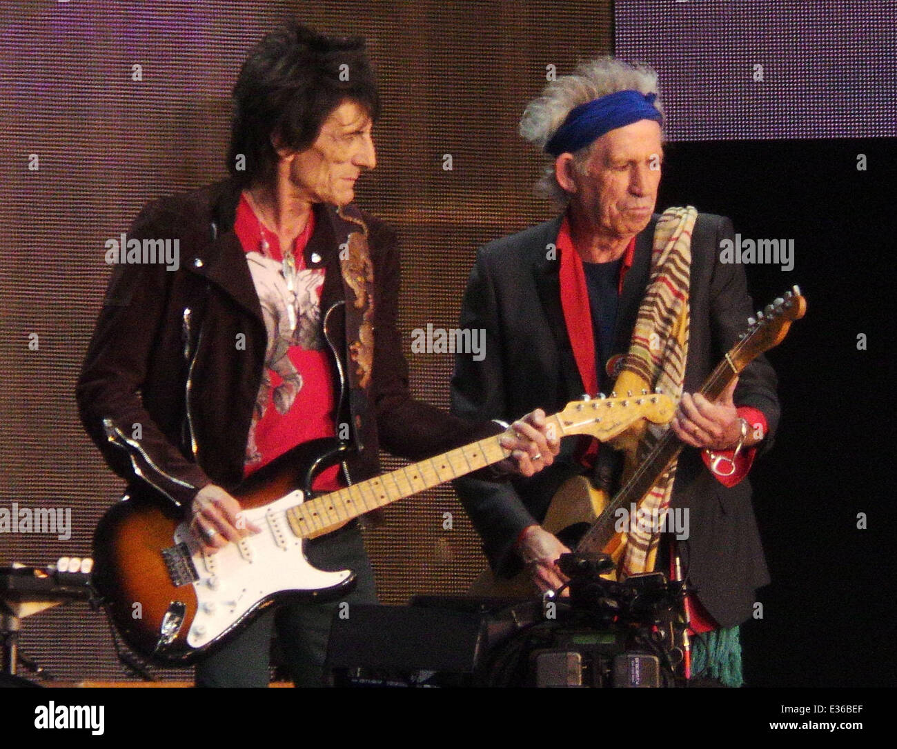 The Rolling Stones performing at their final concert of their tour in Hyde Park  Featuring: Keith Richards,Ronnie Wood,The Rolling Stones Where: London, United Kingdom When: 13 Jul 2013 Stock Photo