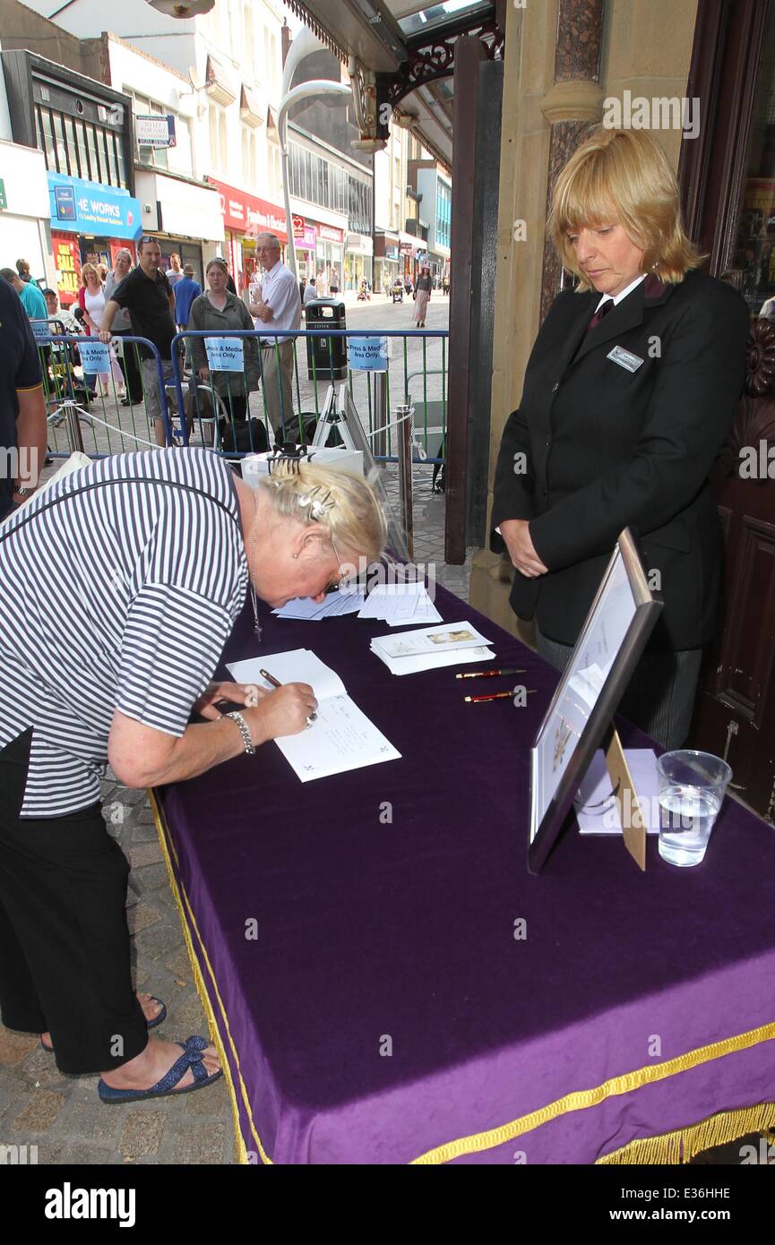 The funeral of Bernie Nolan held at the Grand Theatre Blackpool. Fans