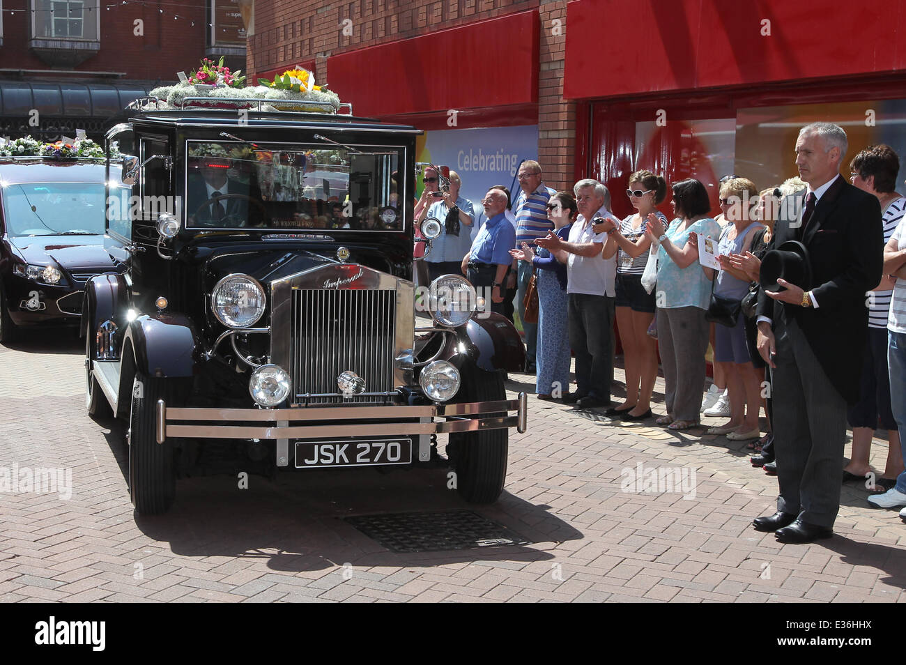Family and guests attend the funeral of Bernie Nolan at the Grand