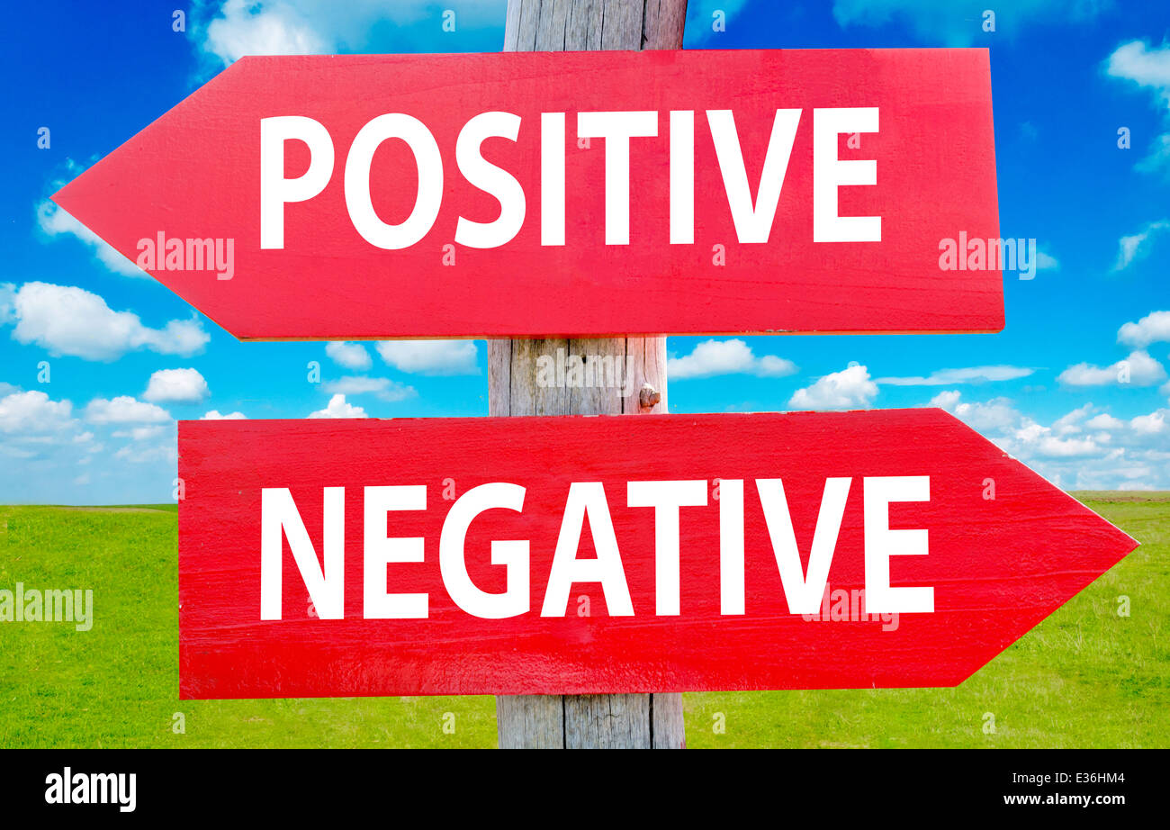 Positive and negeative choice showing strategy change or dilemmas Stock Photo