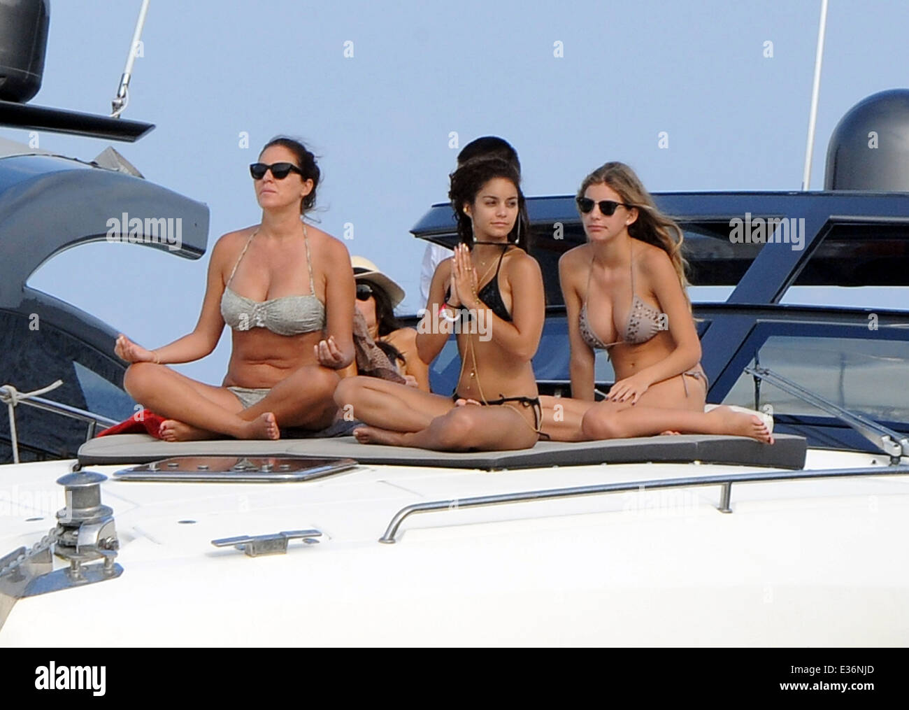 Vanessa Hudgens spends time on a boat with friends, including film directors Eli Roth and Terry Gilliam.  Featuring: Vanessa Hudgens Where: Ischia, Italy When: 19 Jul 2013  **Not available for publication in Italy** Stock Photo
