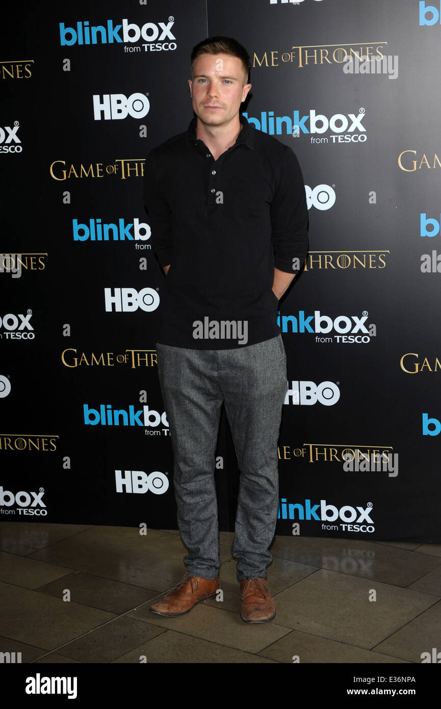 Game Of Thrones Season 3 launch to Blinkbox held at The New Armouries, Tower of London  Featuring: Joe Dempsie Where: London, United Kingdom When: 18 Jul 2013 Stock Photo