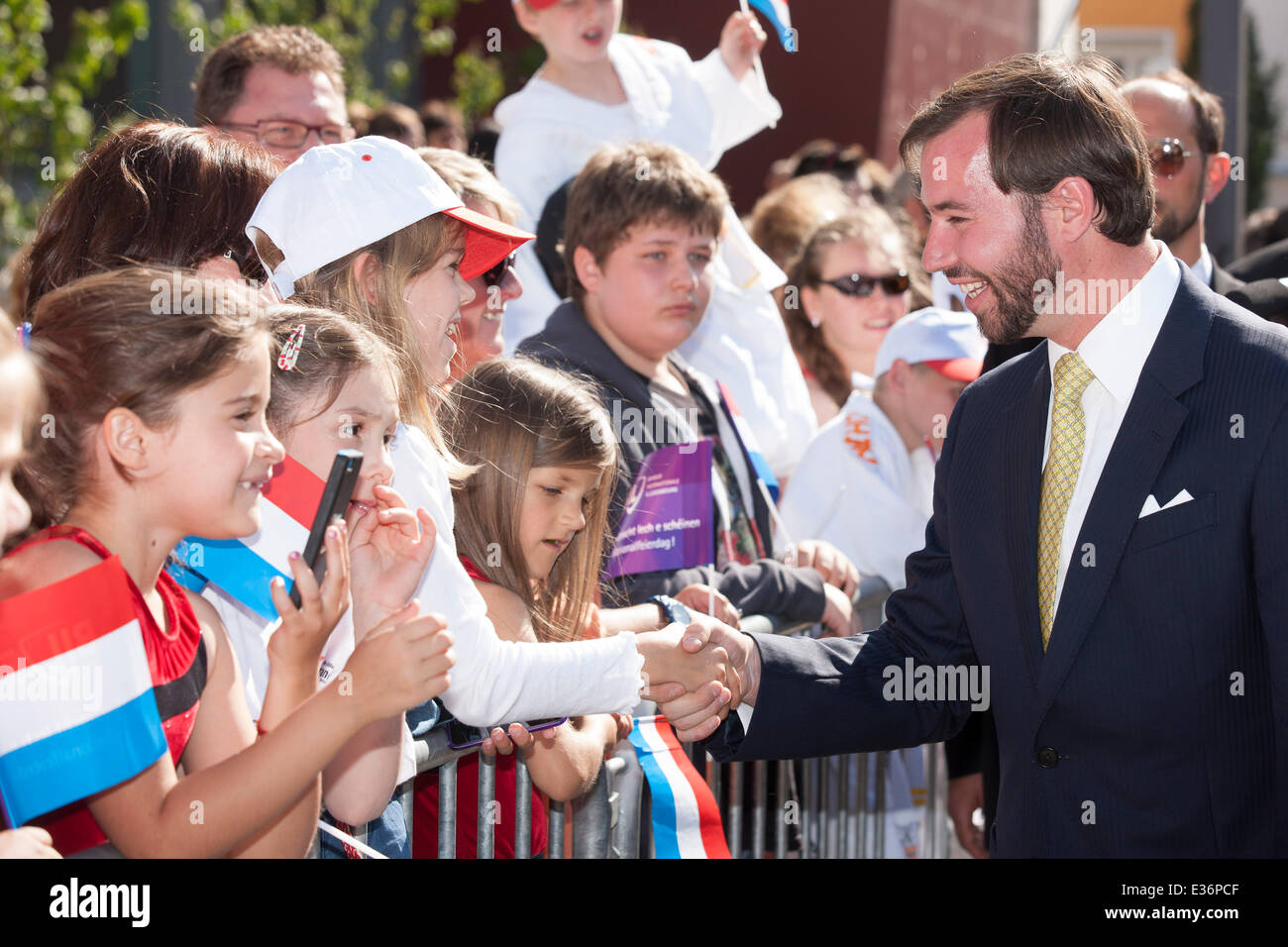 Luxembourg. Esch sur Alzette  22th June 2014. The Hereditary Grand Duke Henri and his wife Stéphanie visit the second largest city Esch Alzette on the eve of National Holiday.  Credit:  Tom Wagner/Alamy Live News Stock Photo