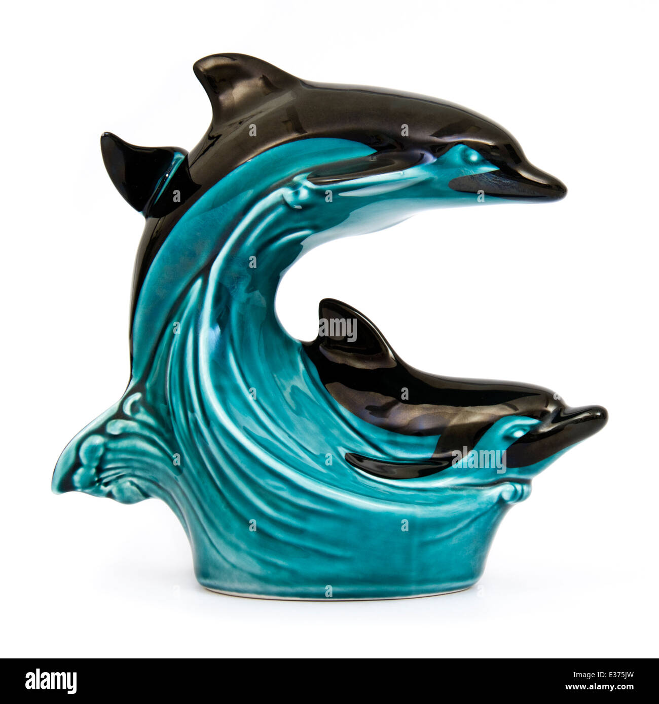 Vintage ceramic double-dolphin ornament by Poole Pottery Stock Photo