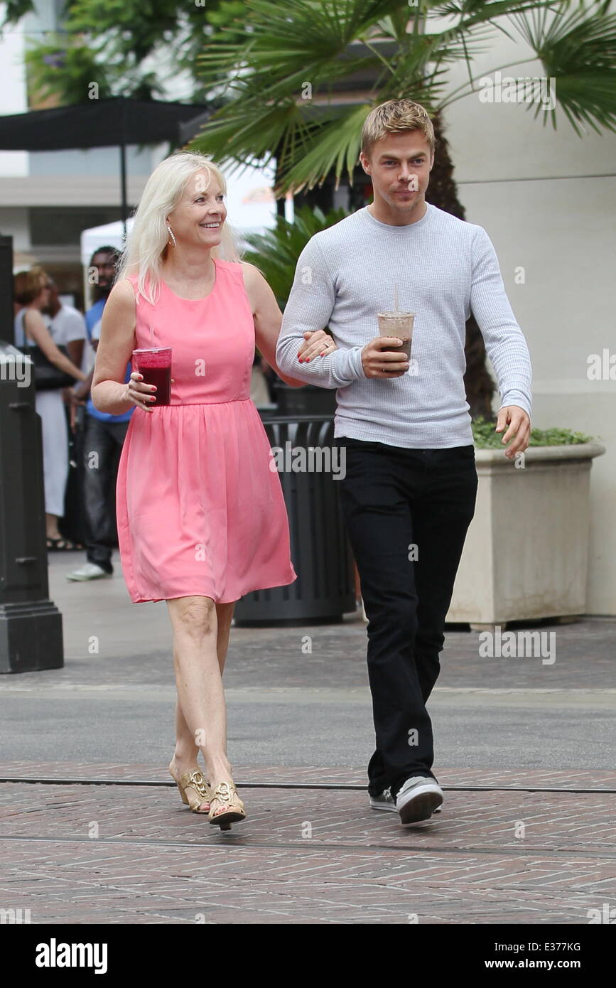 Derek Hough and his mother Mari Anne Hough out together at The Grove  Featuring: Mari Anne Hough,Derek Hough Where: Los Angles, CA, United States When: 26 Jul 2013 Stock Photo