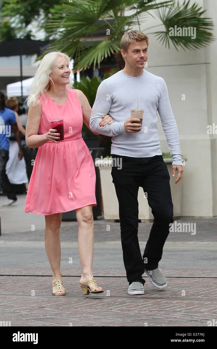 Derek Hough and his mother Mari Anne Hough out together at The Grove  Featuring: Mari Anne Hough,Derek Hough Where: Los Angles, CA, United States When: 26 Jul 2013 Stock Photo