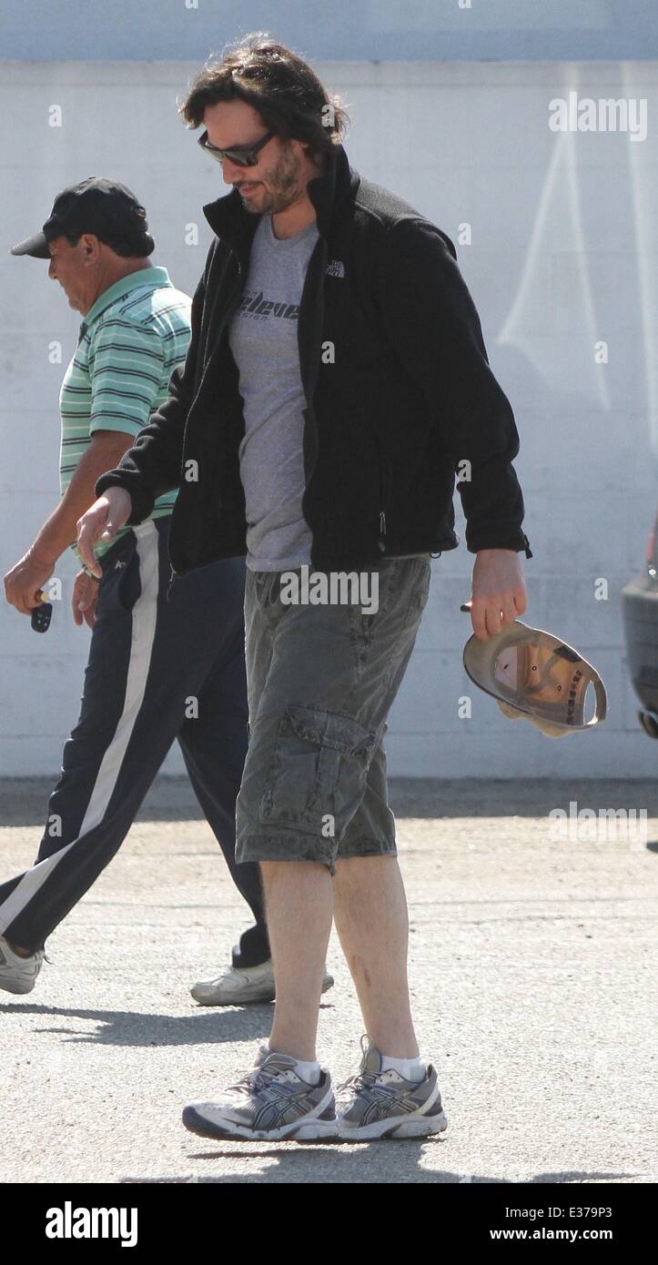 Keanu Reeves dressed casually as he goes to a gym in West Hollywood Featuring Keanu Reeves