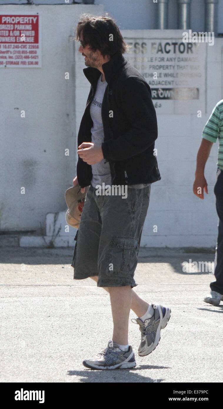 Keanu Reeves dressed casually as he goes to a gym in West Hollywood Featuring Keanu Reeves