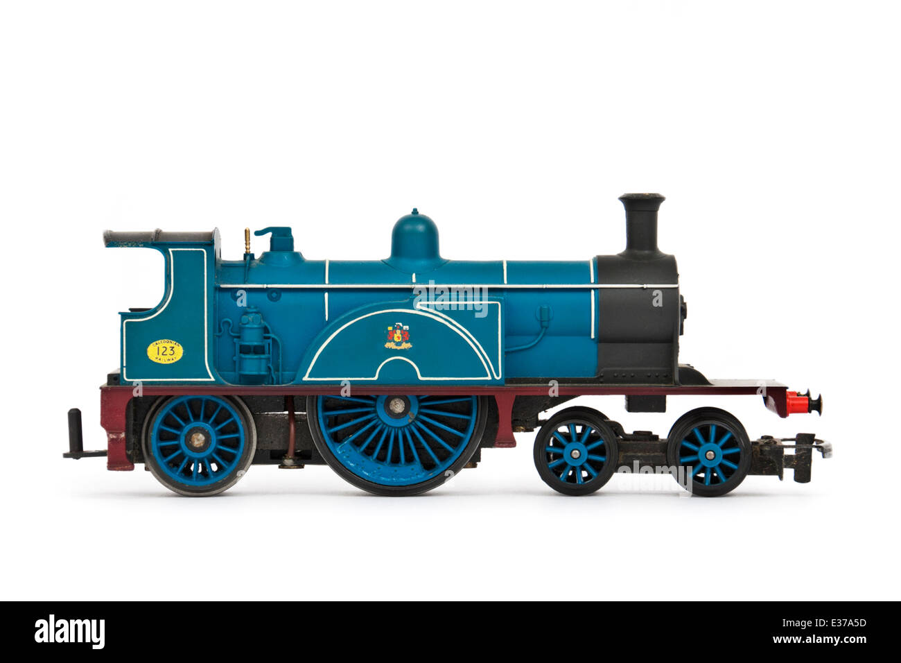 Vintage (1960's) Tri-ang Railways R553 Caledonian 4-2-2 Single Locomotive with R554 matching Tender. Stock Photo