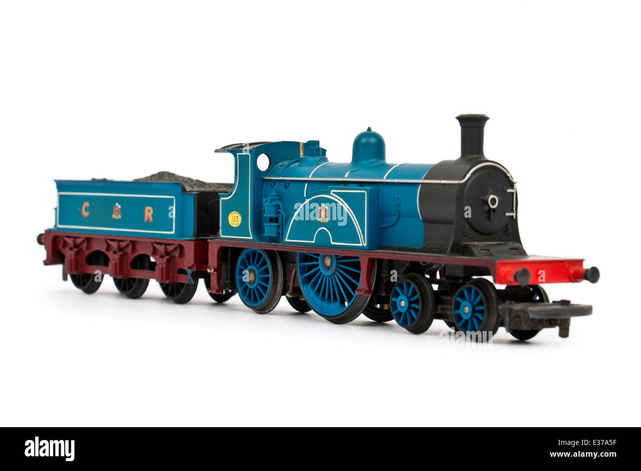 Vintage (1960's) Tri-ang Railways R553 Caledonian 4-2-2 Single Locomotive with R554 matching Tender. Stock Photo