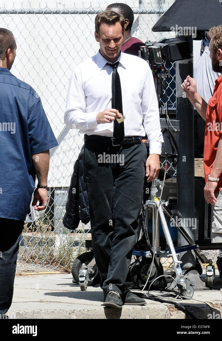 Actors Patrick Wilson and Brooklyn Decker filming on location of their ...