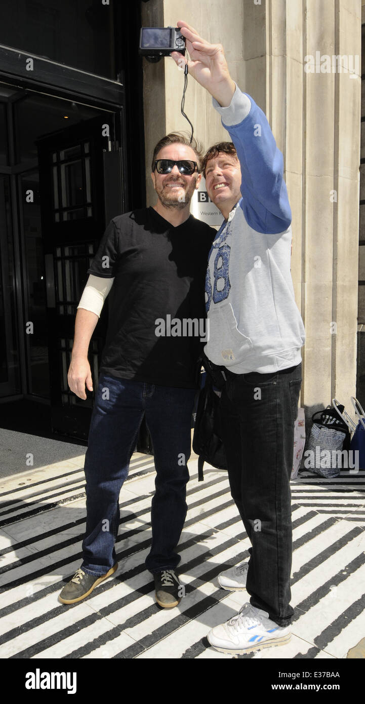 Celebrities at the BBC Radio 2 studios Featuring: Ricky Gervais Where