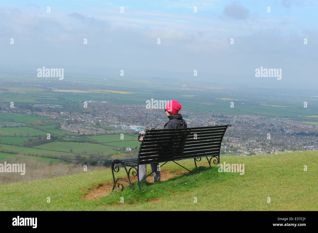 Lady sitting on bench with dog hi-res stock photography and images - Alamy