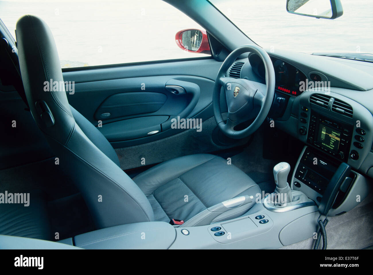 Porsche 911 Carrera 4S - 996 Model - 2001 in red - interior view LHD Stock Photo