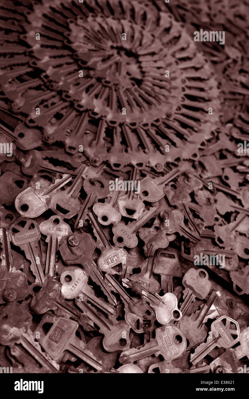 Close up of keys piles with shallow depth of field. Dramatic image with ...