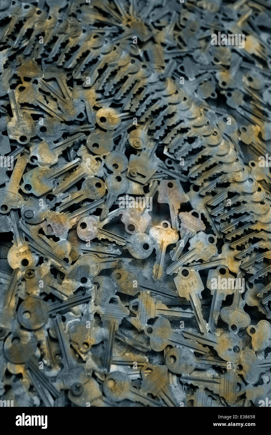 Close up of keys piles with shallow depth of field. Dramatic image with ...