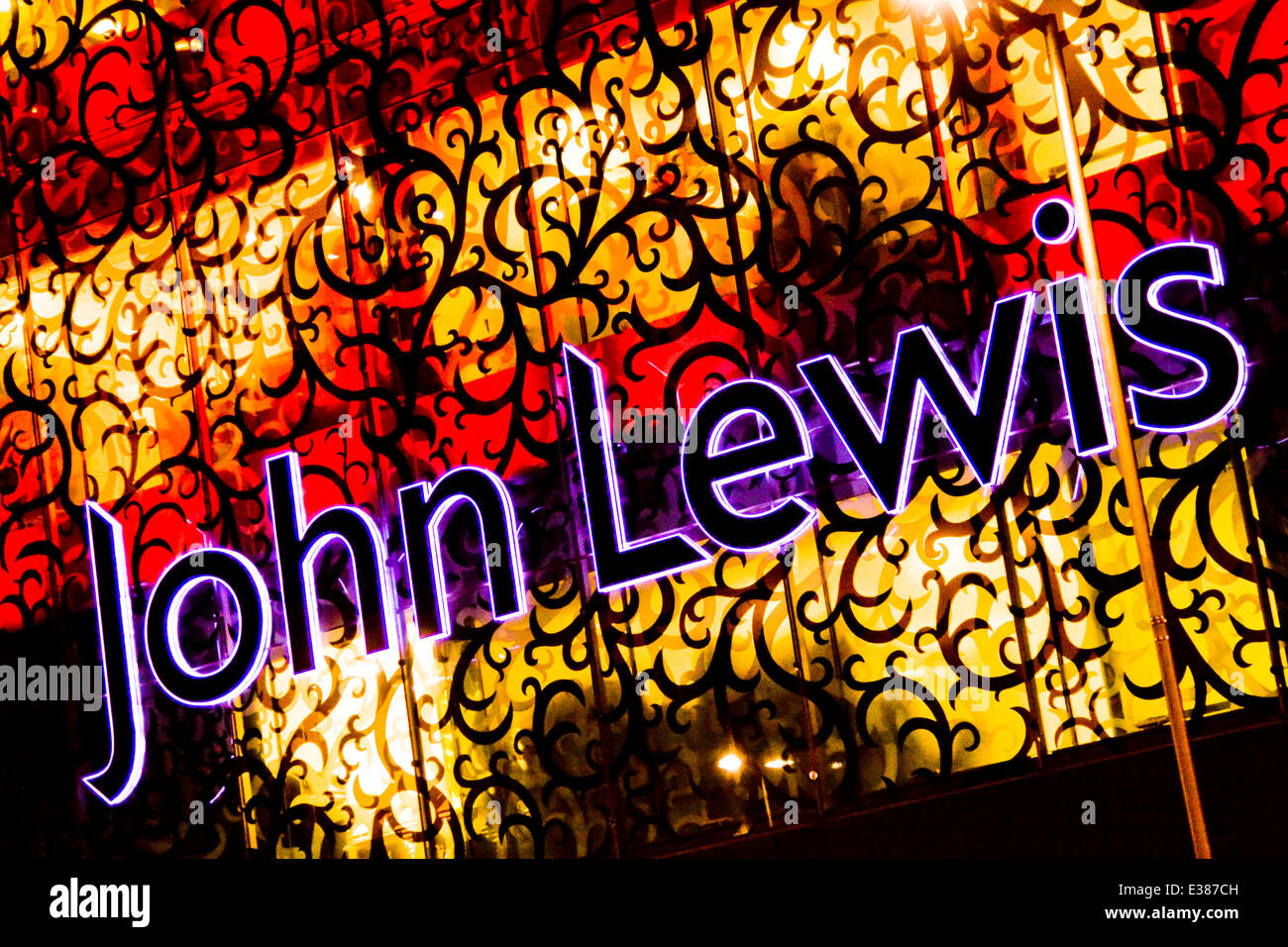 The John Lewis Building by night at the Highcross Shopping Centre in