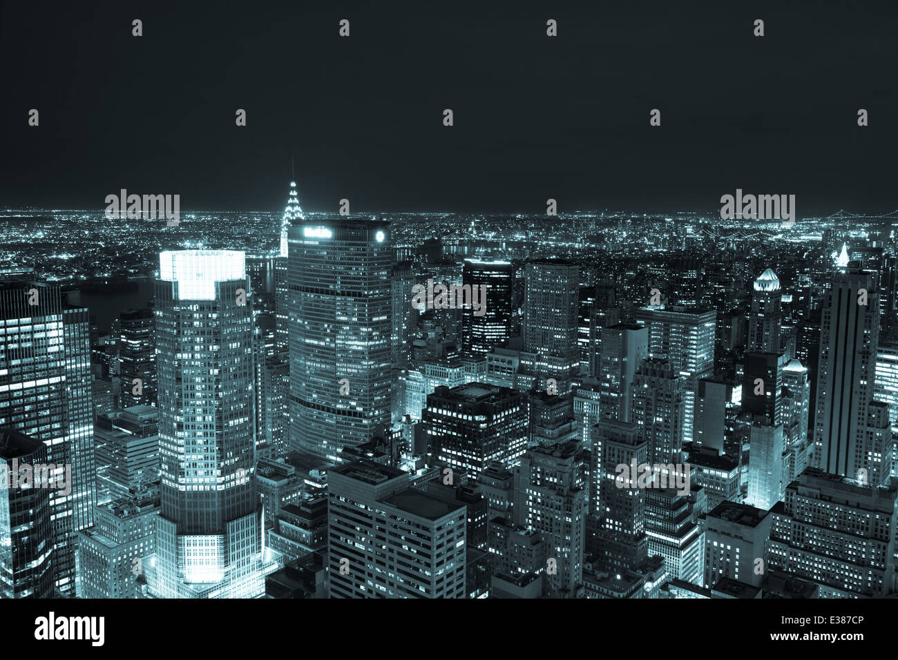 Aerial night view of Manhattan skyline - New York - USA Stock Photo - Alamy