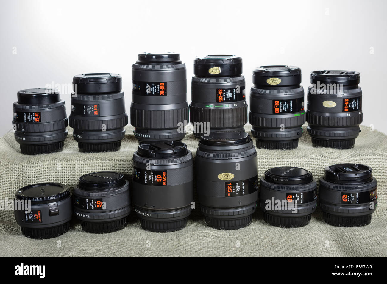 Set of vintage camera lenses from Pentax Company Stock Photo Alamy